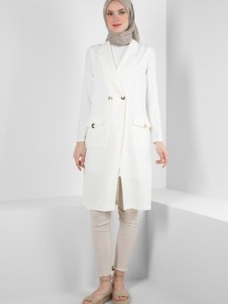 Kruvaze Yaka Cep Detaylı Yelek 43896