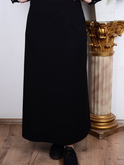 24yt112 Siyah Yandan Fermuarlı Rahat Kesim Kalem Etek