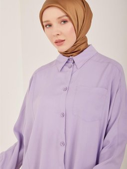 Bedeni Kup Detaylı Oversize Gömlek 23y3338 Lavanta