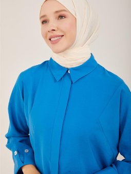Manşeti Katlanabilen Modal Gömlek 23y3341 Kobalt