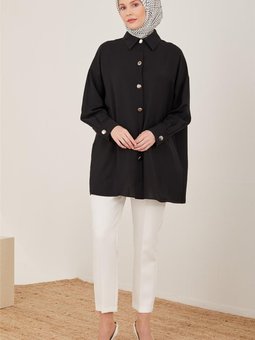 Önü Metal Düğmeli Gömlek 23y3000 Siyah