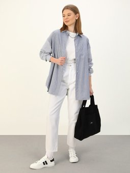 Boyfriend Kalıp Kot Pantolon Beyaz