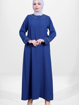 İndigo İşlemeli Ferace