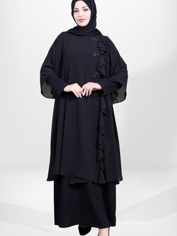 Siyah Taşlı Abiye Elbise