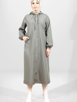 Yeşil Kapüşonlu Yağmurluk