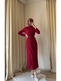 Önden Drapeli Krep Abiye Elbise