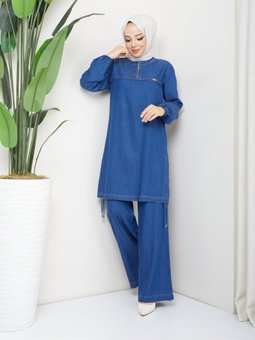 Tunik Pantolon İkili Kot Takım 56021 56022