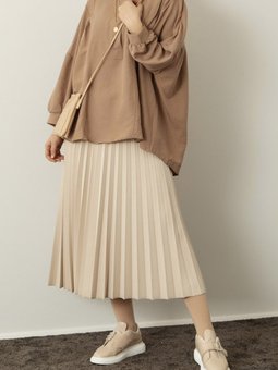 Ekru Piliseli Uzun Etek Me000327