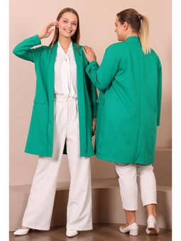 Buyuk Beden Kadin Tesettur Giyim Blazer Ceket Yeşil