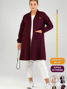 Mürdüm Kadin Buyuk Beden Ottoman Kışlık Hırka Yüksek Kaliteli Mevsimlik Kislik