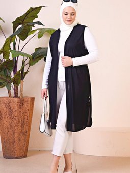 Tesettur Giyim Uzun Buyuk Beden Yelek Kadin Dört Mevsim Yüksek Kaliteli Kumas