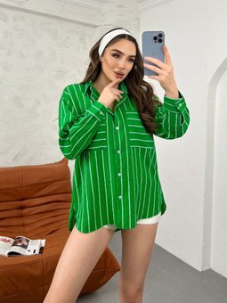 Çizgili Çift Cep Detaylı Gömleği ( Rahat Kalıp )