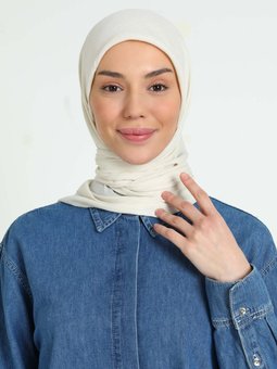 Bambu Kraş Ekru Eşarp