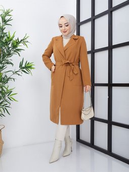 Mevsimlik Kemerli Düğmesiz Astarlı Trençkot 4605