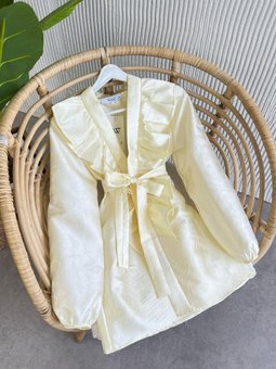 Fırfırlı Jakar Ceket Bej