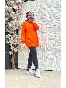 Gül Ve Yazı Gofre Sweatshirt