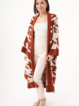 Yarasa Kol Desenli Taba Açık Bej Hırka