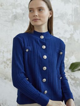 Marin Düğmeli Kısa Hırka Lacivert