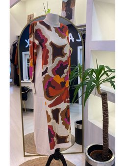 İnvee Elbise Desenli Vanilya 6764