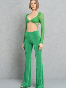 Kelly Green Beli Lastikli Pantolon