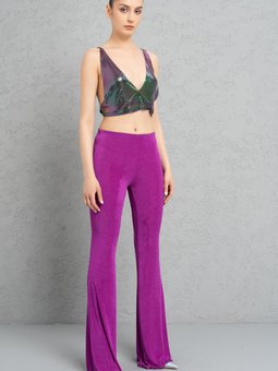 Magenta Beli Lastikli Pantolon