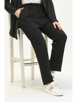 Beli Lastikli Bol Paça Pantolon Siyah