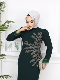 Fadik Abiye Elbise Zümrüt Yeşili