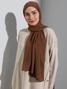 Krep Açık Kahve Şal