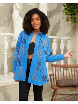 Gabardin Mevsimlik Nakış İşlemeli Gömlek