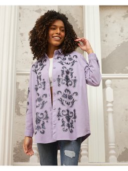 Gabardin Nakışlı Gömlek