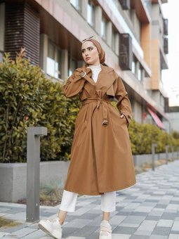 Modest Su Geçirmez Düz Basic Mevsimlik Tarz Kaliteli Trençkot