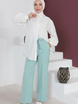 Beli Lastikli Bol Paça Pantolon Mint 6079