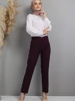 Kumaş Pantolon Mor 10630