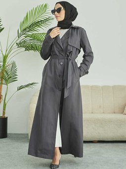 6604 Uzun Trench Trençkot Antrasit