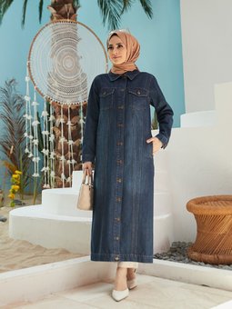 Uzun Kot Ceket Koyu Mavi 6373