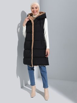 Çift Taraflı Müflonlu Şişme Tas Yelek Siyah