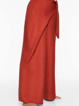 Keten İçeren Çapraz Uzun Pantolon