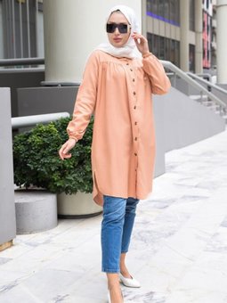 Somon Yandan Cepli Düğmeli Tunik