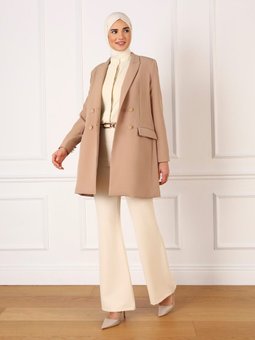 Düğme Detaylı Blazer Ceket Vizon