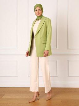 Kolsuz Double Kumaş Sade Tulum Açık Bej