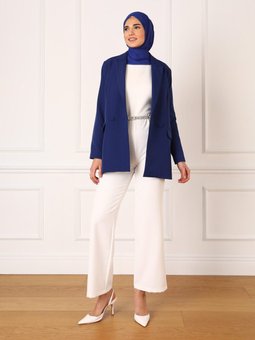 Kolsuz Double Kumaş Sade Tulum Off White