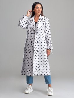Ruby Desenli Beyaz Trençkot