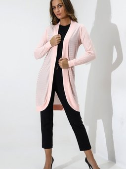 Somon Italyan Reglan Kol Önü Açık Oval Etek Uzun Boy Penye Hırka & Kaftan