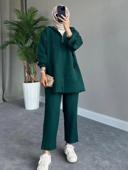 Fermuarlı Spor Takım Zümrüt Yeşili