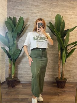 Yırtmaçlı Uzun Kot Etek