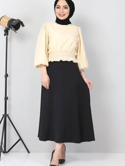 Beli Lastikli Bluz Tsd10540 Bej