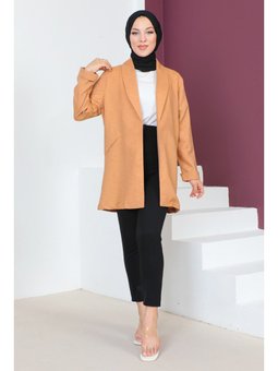 Kruvaze Yaka Taba Ceket