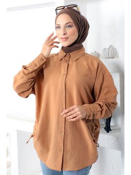 Yanı Büzgü Detaylı Taba Tunik