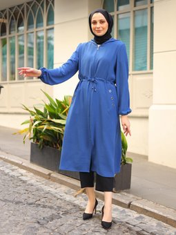 Kuş Gözü Detaylı Dark İndigo Kap