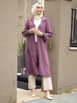 Kuş Gözü Detaylı Lila Kap